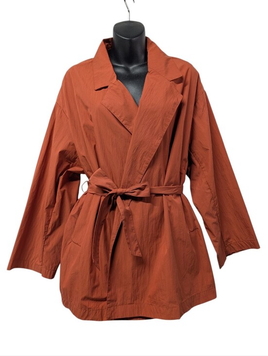 89th + Madison Jackets & Blazers - 89th + Madison Rust Orange Belted Wrap Jacket Size M Collared Trench Coat Loght